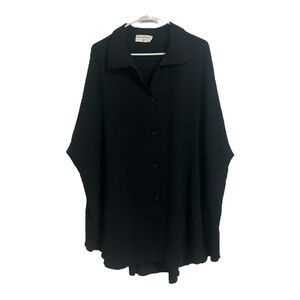 Women’s Discount Divas Boutique 3/4 Sleeve Button Down Top – Black – Size 2XL